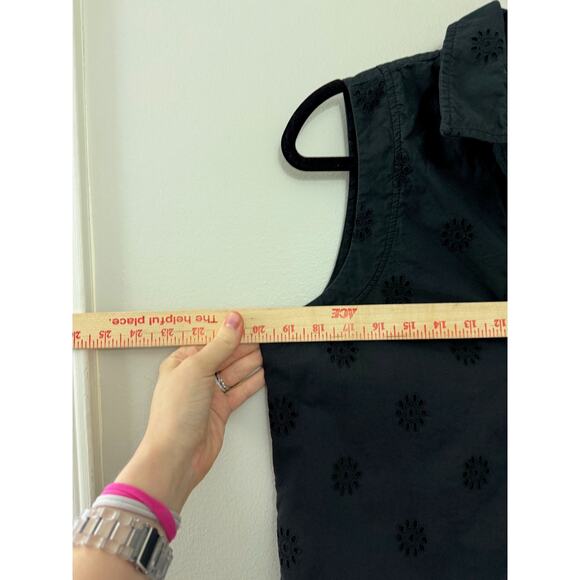 Vineyard Vines Preppy Coastal Classic Resort Black Cotton Eyelet Shirt Dress 8 L - Picture 5 of 8
